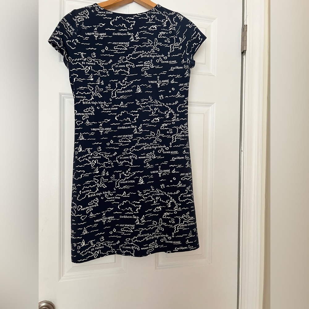 Navy and White Map Print Dress - Picture 2 of 3